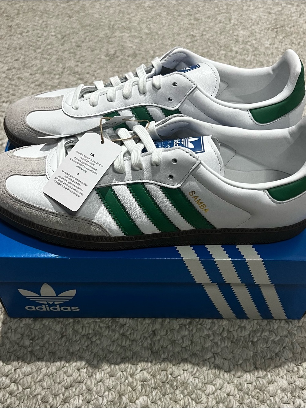 Adidas Originals Samba OG Men's Shoes Cloud White Green IG1024 Size 11.5 - New